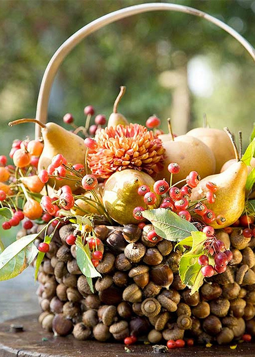 Glue gun, acorns, basket!