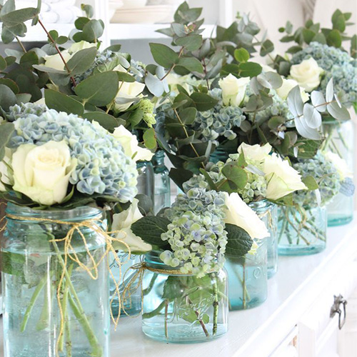 Image of Hydrangea arrangement with cut stems