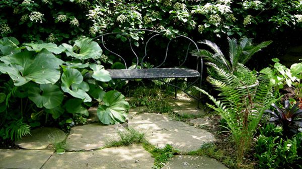 A seat within the garden